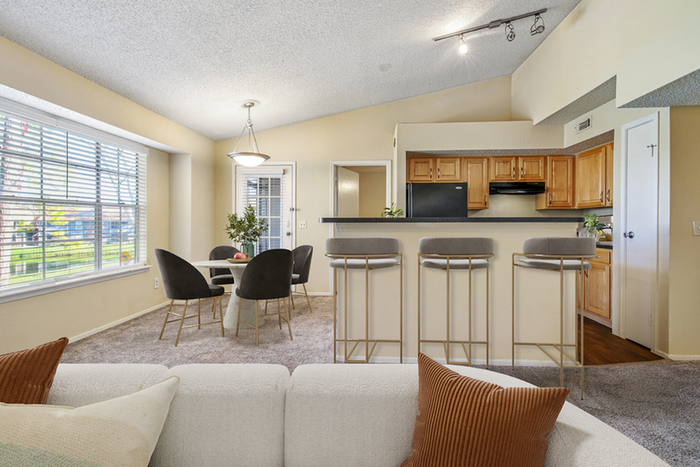 Living space and kitchen bar