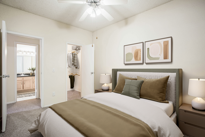 Bedroom with bed and ceiling fan