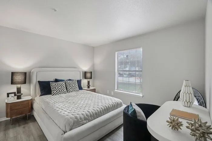 Bright apartment bedroom near downtown Austin at Avonmora