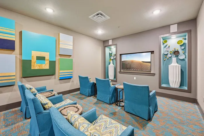 Luxury apartment theater at McDermott 55 Plano TX