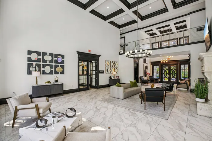 Modern clubhouse with gaming area and media center at Providence Uptown in Houston, TX