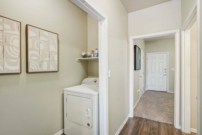 Washer and dryer connections in apartment at Arroyo Seco Villas, San Antonio, TX