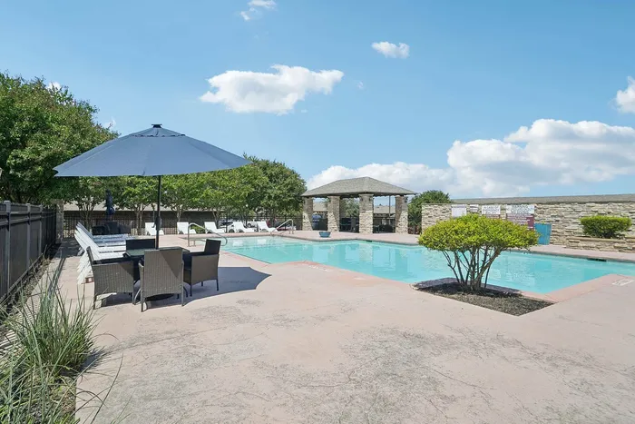 Relaxing resort-style lounge pool at Arroyo Seco Villas in San Antonio, TX