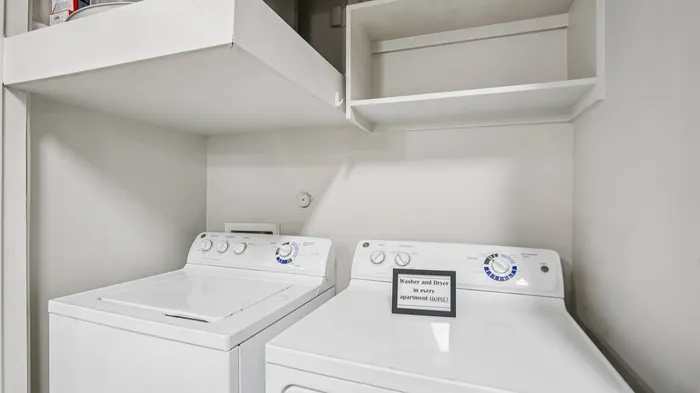 In-unit washer and dryer at Addison Keller Springs apartments in Addison, TX