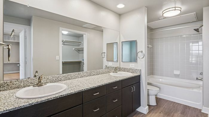 Contemporary bathroom at Addison Keller Springs apartments in Addison, TX