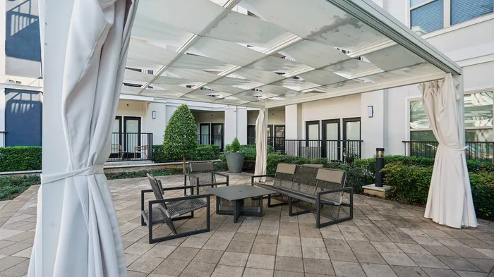 outdoor lounge seating with friends and family at Addison, Texas.