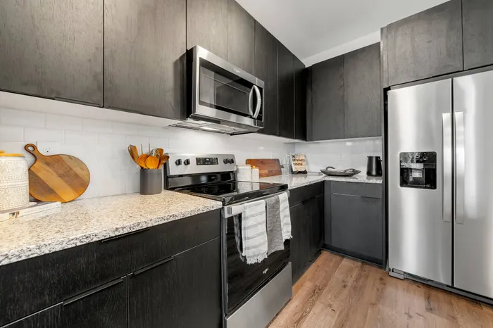 Spacious kitchen with stainless steel appliances