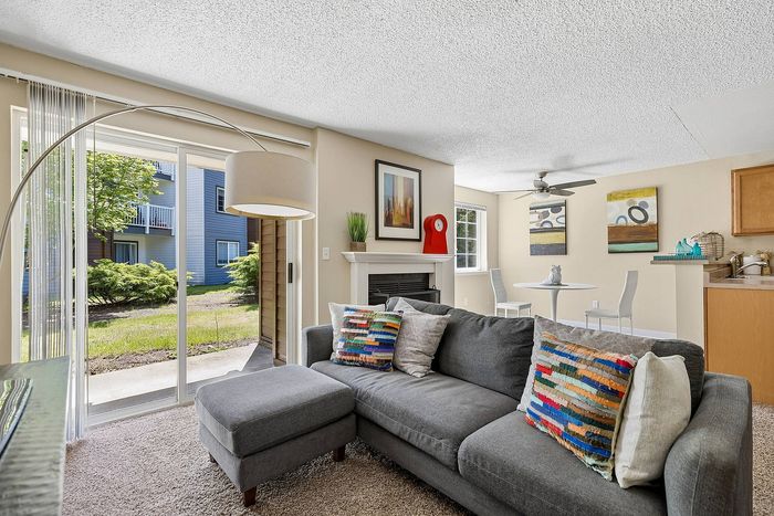 Living space with fireplace