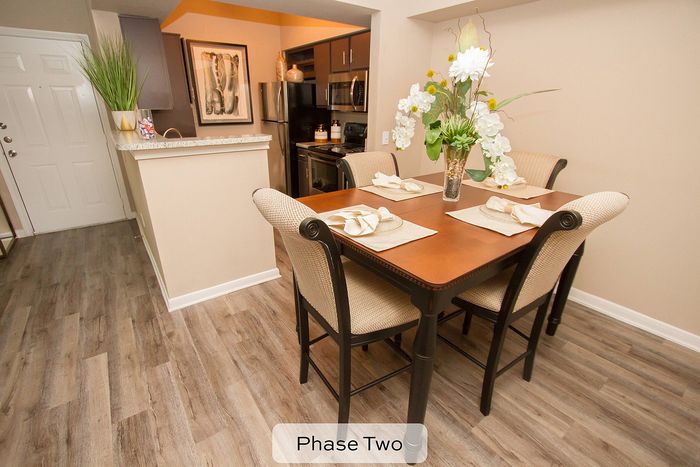 dining nook open to kitchen