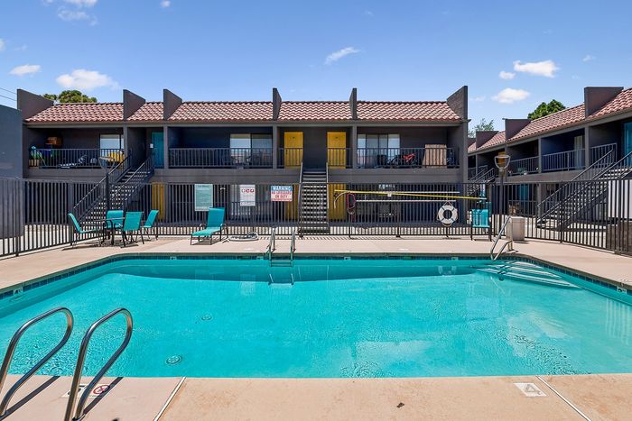 Swimming pool with outdoor seating