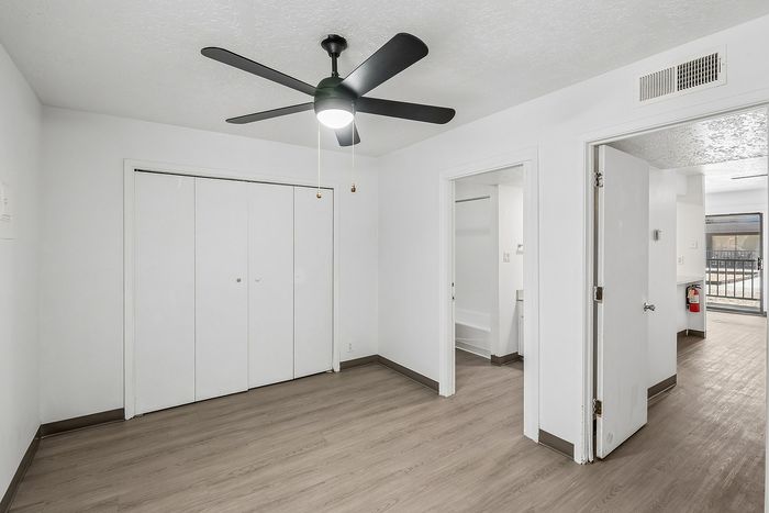 upgraded wood style flooring bedroom