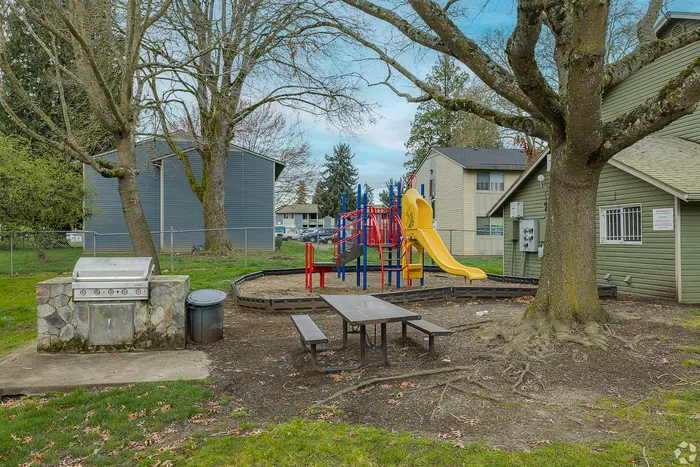 Playground beside the outdoor grill and picnic area