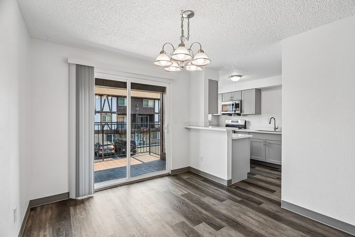 Kitchen and living space open to the patio