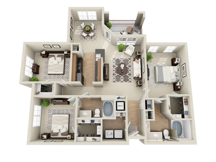 3CGo Floorplan | 3 Bed, 2 Bath