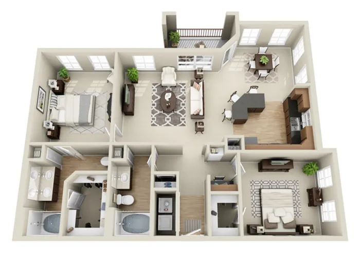 2CG Floorplan | 2 Bed, 2 Bath