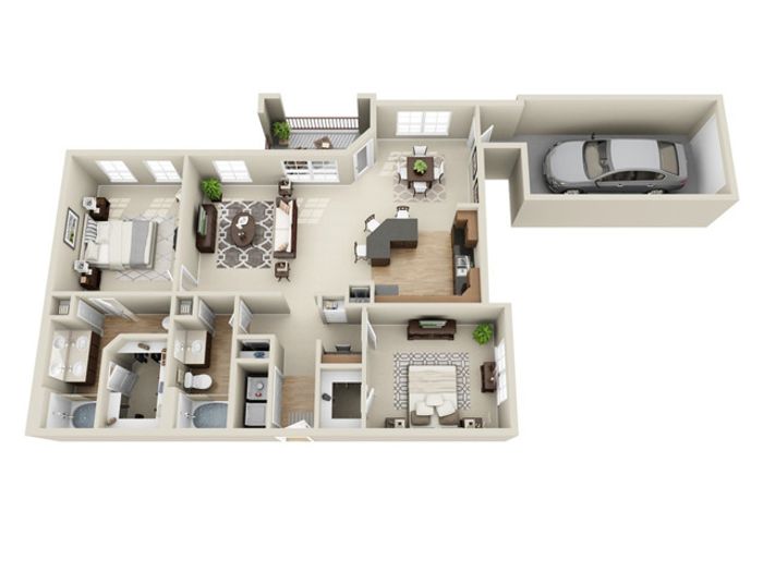 2CG Floorplan | 2 Bed, 2 Bath