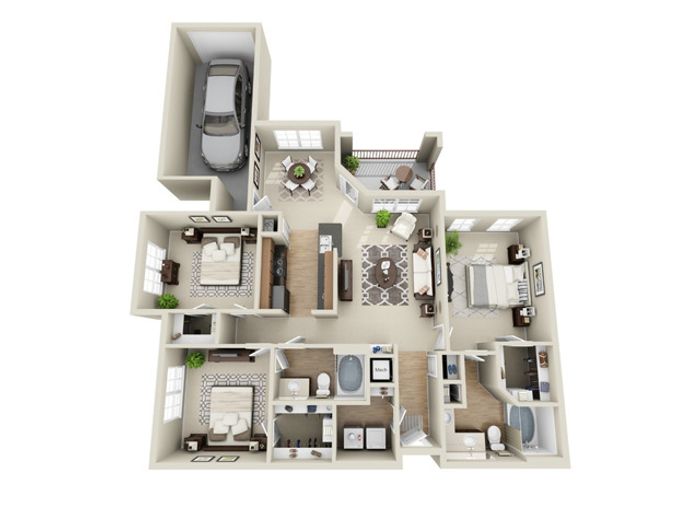 3CG Floorplan | 3 Bed, 2 Bath