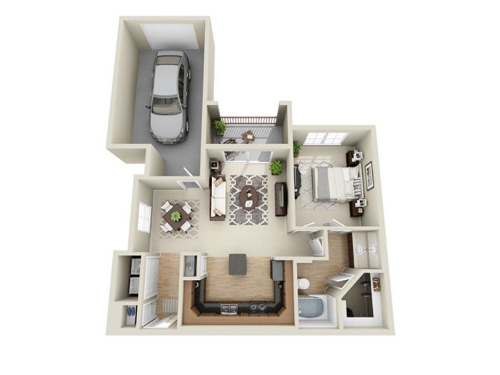 1A | 1 Bed, 1 Bath Floor Plan