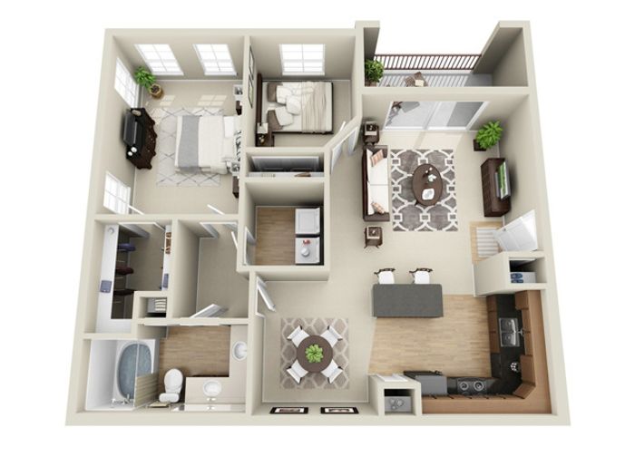 1A | 1 Bed, 1 Bath Floor Plan