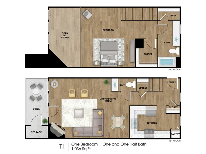T1 1036sqft