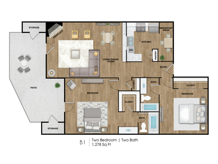 B1 1278sqft