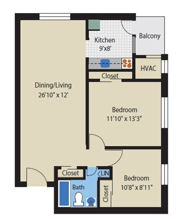 ORM - 2 BR / 1BA Classic