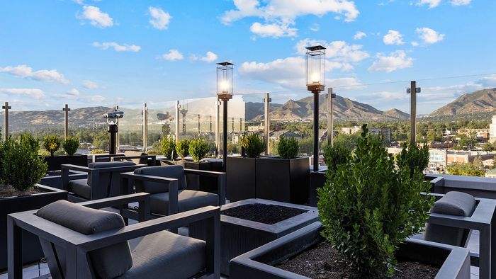 Rooftop Deck with Views at Sugar Alley – rooftop deck over looking mountains