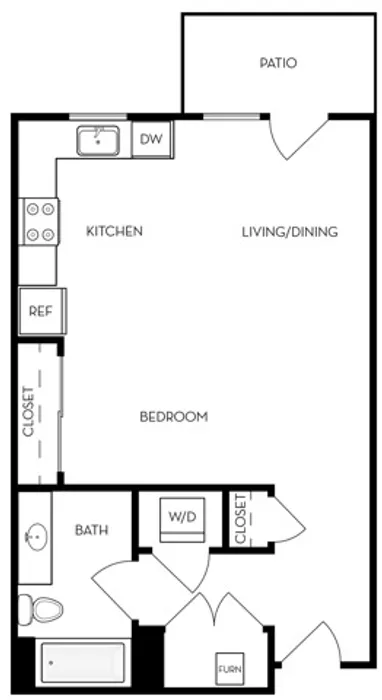 City Garden Apartments Studio Floorplan