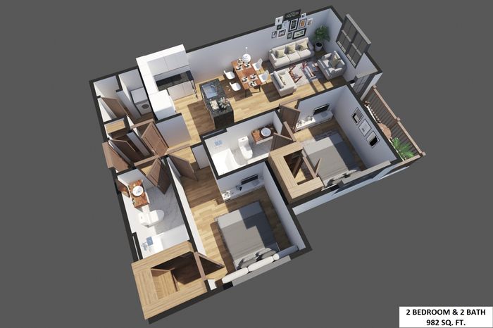 2 Bedroom x 2 Bathroom with washer and dryer, large walk in closet, custom built kitchen