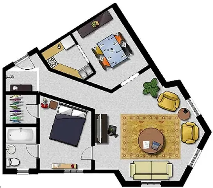 1 bed 1 bath B
