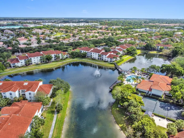 aerial of property and lake