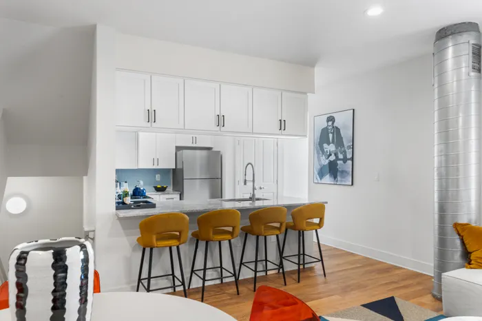living room and kitchen nook
