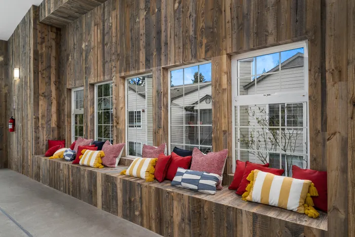 seating area by inside part of pool