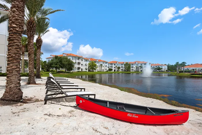 beach with red boat