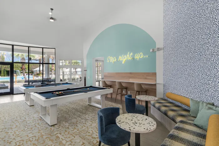 billiards area in clubhouse