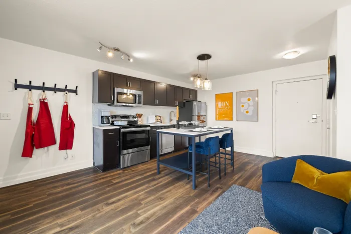kitchen and island