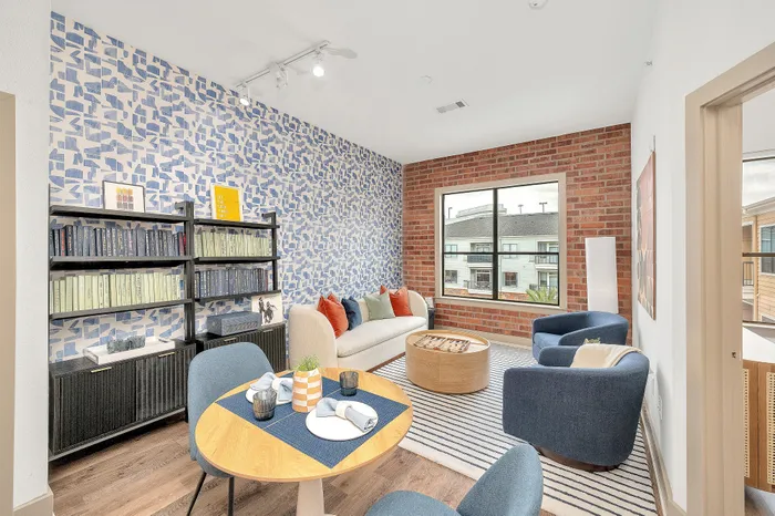 model living room and brick wall