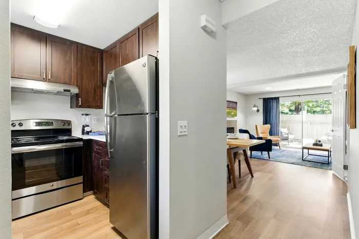 kitchen with brown cabinets