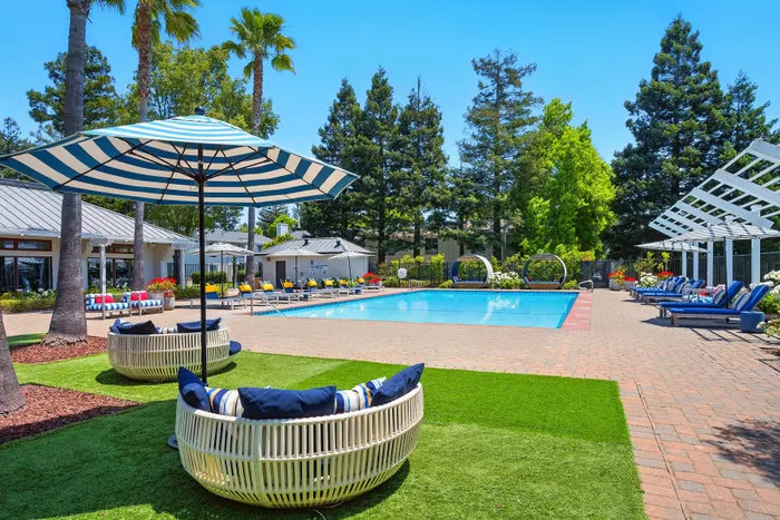 sparkling pool and furniture