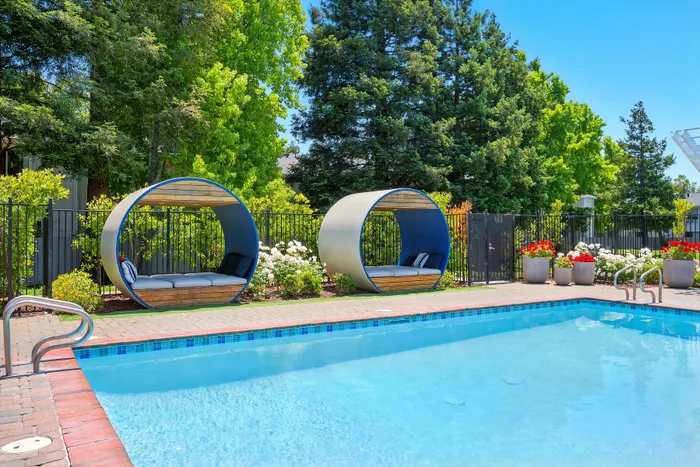sparkling pool and furniture