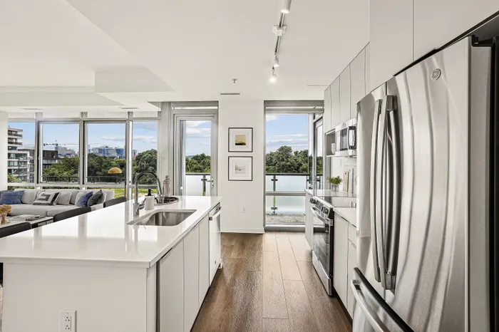 apartment model kitchen stainless steel appliances