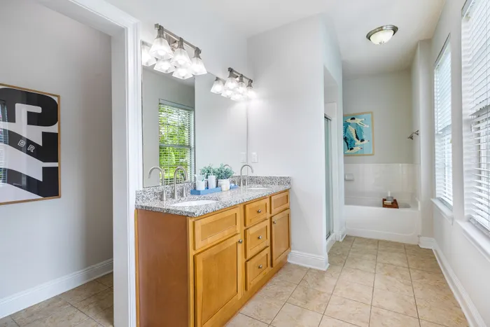 bathroom with double sinks