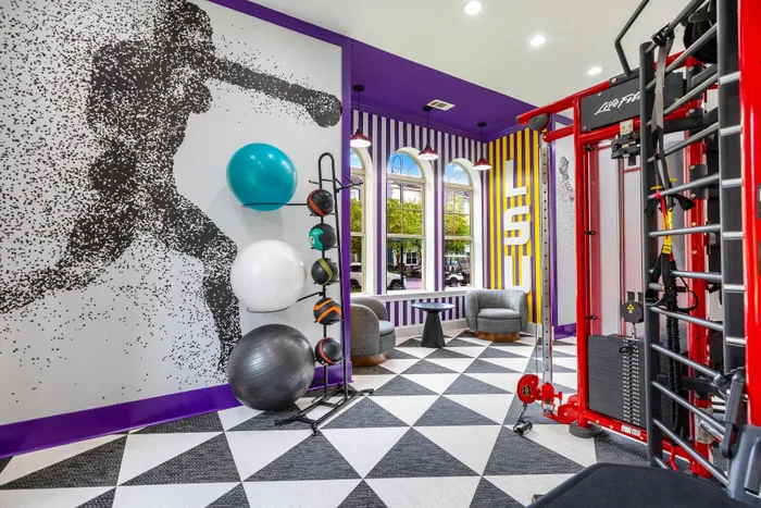 gym and red equipment