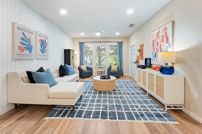 spacious living room and hardwood floors