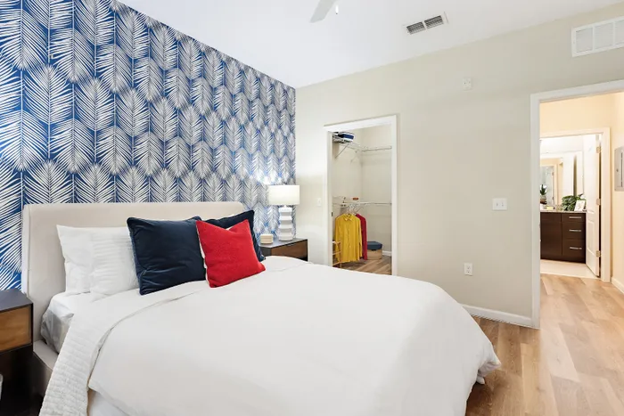 bed with white comforter