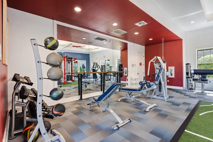 fitness center with weight balls