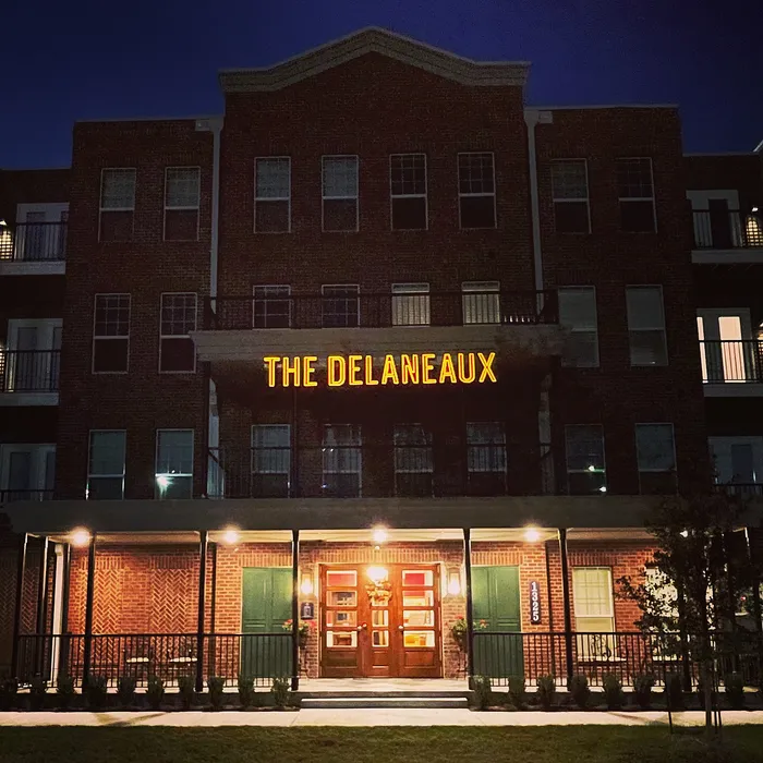 building entrance at night