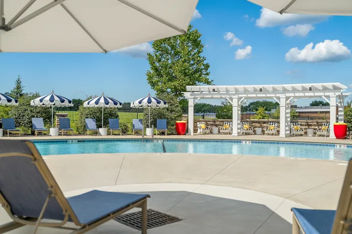luxurious pool and lounge chairs