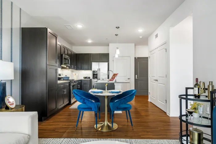 dining area and kitchen island
