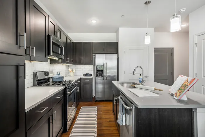 kitchen with brown cabinetry